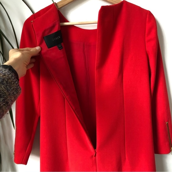 J. Crew Women’s Red Shift Dress Double Zip Slits Size S - Picture 6 of 15